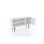 Mobile TV/consolle multimediale a 2 ripiani con gambe oblique - Giallo / Blu / Marrone Chiaro / Bianco / Marrone Scuro