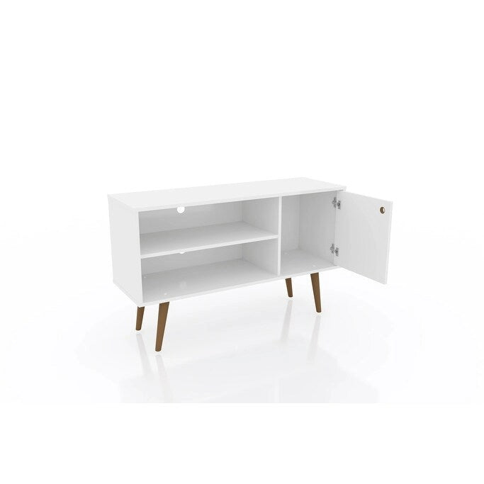 Mobile TV/consolle multimediale a 2 ripiani con gambe oblique - Giallo / Blu / Marrone Chiaro / Bianco / Marrone Scuro