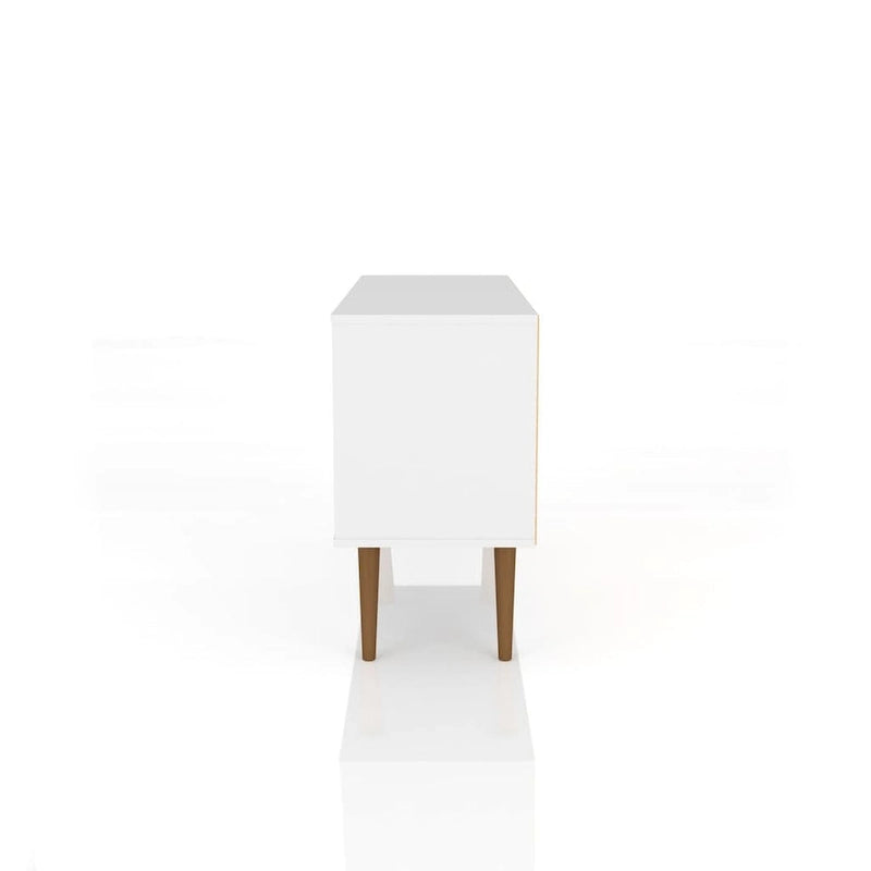 Mobile TV/consolle multimediale a 2 ripiani con gambe oblique - Giallo / Blu / Marrone Chiaro / Bianco / Marrone Scuro