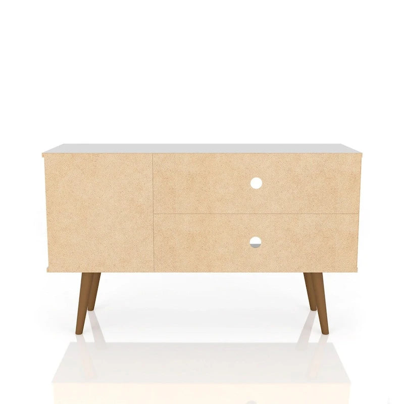 Mobile TV/consolle multimediale a 2 ripiani con gambe oblique - Giallo / Blu / Marrone Chiaro / Bianco / Marrone Scuro
