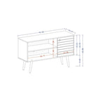 Mobile TV/consolle multimediale a 2 ripiani con gambe oblique - Giallo / Blu / Marrone Chiaro / Bianco / Marrone Scuro