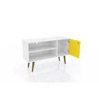 Mobile TV/consolle multimediale a 2 ripiani con gambe oblique - Giallo / Blu / Marrone Chiaro / Bianco / Marrone Scuro
