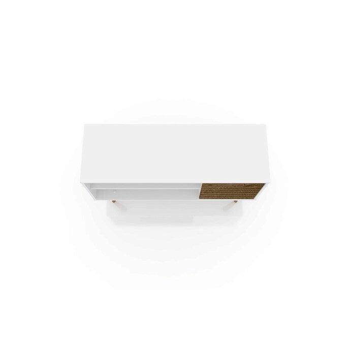 Mobile TV/consolle multimediale a 2 ripiani con gambe oblique - Giallo / Blu / Marrone Chiaro / Bianco / Marrone Scuro