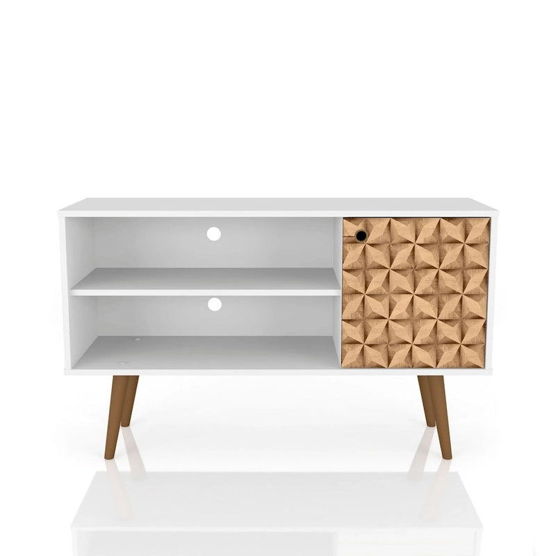 Mobile TV/consolle multimediale a 2 ripiani con gambe oblique - Giallo / Blu / Marrone Chiaro / Bianco / Marrone Scuro