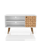 Mobile TV/consolle multimediale a 2 ripiani con gambe oblique - Giallo / Blu / Marrone Chiaro / Bianco / Marrone Scuro