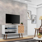 Mobile TV/consolle multimediale a 2 ripiani con gambe oblique - Giallo / Blu / Marrone Chiaro / Bianco / Marrone Scuro