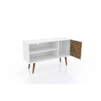 Mobile TV/consolle multimediale a 2 ripiani con gambe oblique - Giallo / Blu / Marrone Chiaro / Bianco / Marrone Scuro