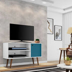Mobile TV/consolle multimediale a 2 ripiani con gambe oblique - Giallo / Blu / Marrone Chiaro / Bianco / Marrone Scuro