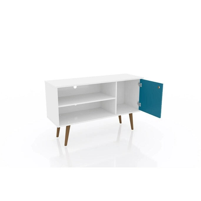 Mobile TV/consolle multimediale a 2 ripiani con gambe oblique - Giallo / Blu / Marrone Chiaro / Bianco / Marrone Scuro
