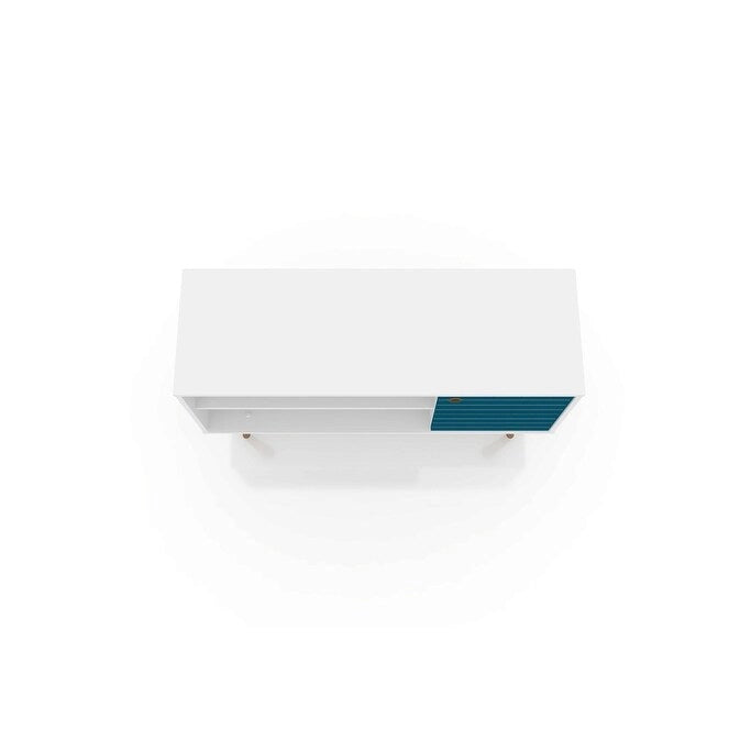 Mobile TV/consolle multimediale a 2 ripiani con gambe oblique - Giallo / Blu / Marrone Chiaro / Bianco / Marrone Scuro