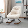 Poltrona a dondolo in tessuto bouclé beige/grigio, seduta singola