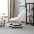 Poltrona a dondolo in tessuto bouclé beige/grigio, seduta singola