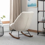 Poltrona a dondolo in tessuto bouclé beige/grigio, seduta singola