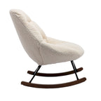 Poltrona a dondolo in tessuto bouclé beige/grigio, seduta singola