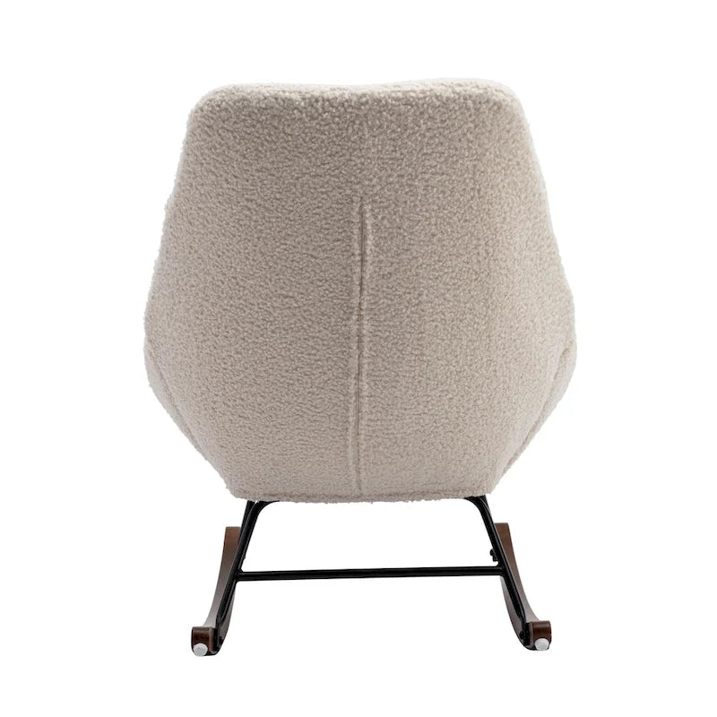 Poltrona a dondolo in tessuto bouclé beige/grigio, seduta singola