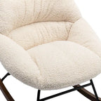 Poltrona a dondolo in tessuto bouclé beige/grigio, seduta singola