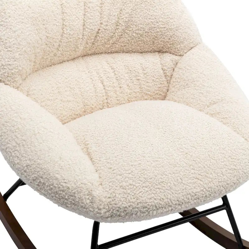Poltrona a dondolo in tessuto bouclé beige/grigio, seduta singola