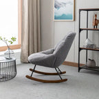 Poltrona a dondolo in tessuto bouclé beige/grigio, seduta singola