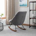 Poltrona a dondolo in tessuto bouclé beige/grigio, seduta singola