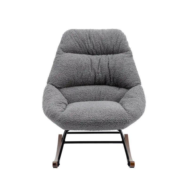Poltrona a dondolo in tessuto bouclé beige/grigio, seduta singola