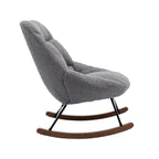 Poltrona a dondolo in tessuto bouclé beige/grigio, seduta singola