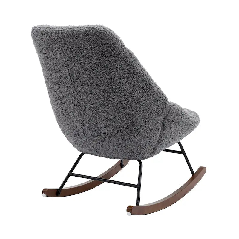 Poltrona a dondolo in tessuto bouclé beige/grigio, seduta singola