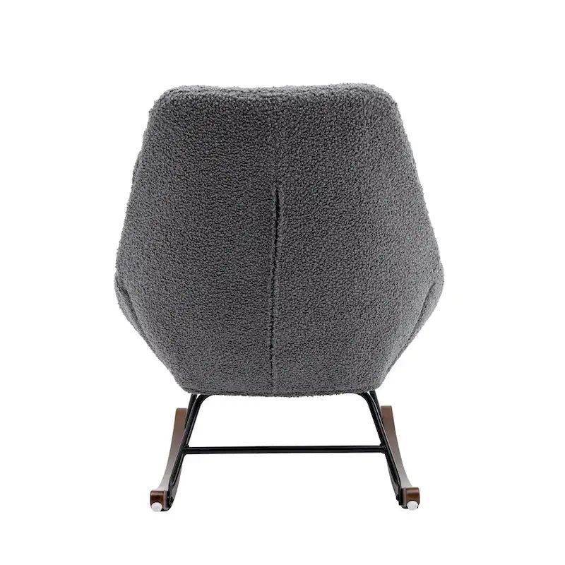 Poltrona a dondolo in tessuto bouclé beige/grigio, seduta singola
