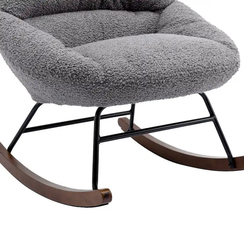 Poltrona a dondolo in tessuto bouclé beige/grigio, seduta singola