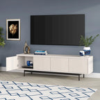 Mobile TV rettangolare nero venato / bianco / bianco ontano per TV fino a 75" – larghezza 69,5"