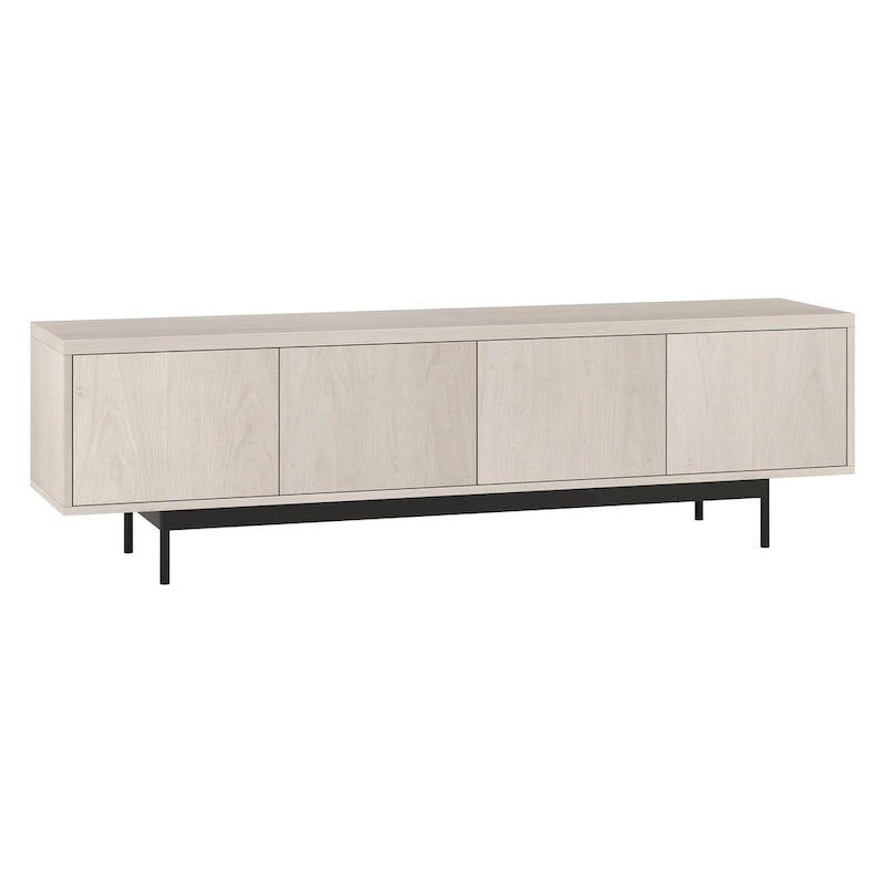 Mobile TV rettangolare nero venato / bianco / bianco ontano per TV fino a 75" – larghezza 69,5"