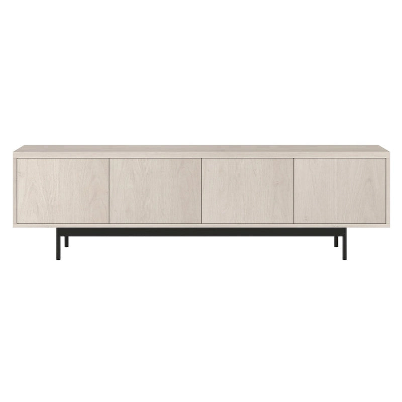 Mobile TV rettangolare nero venato / bianco / bianco ontano per TV fino a 75" – larghezza 69,5"