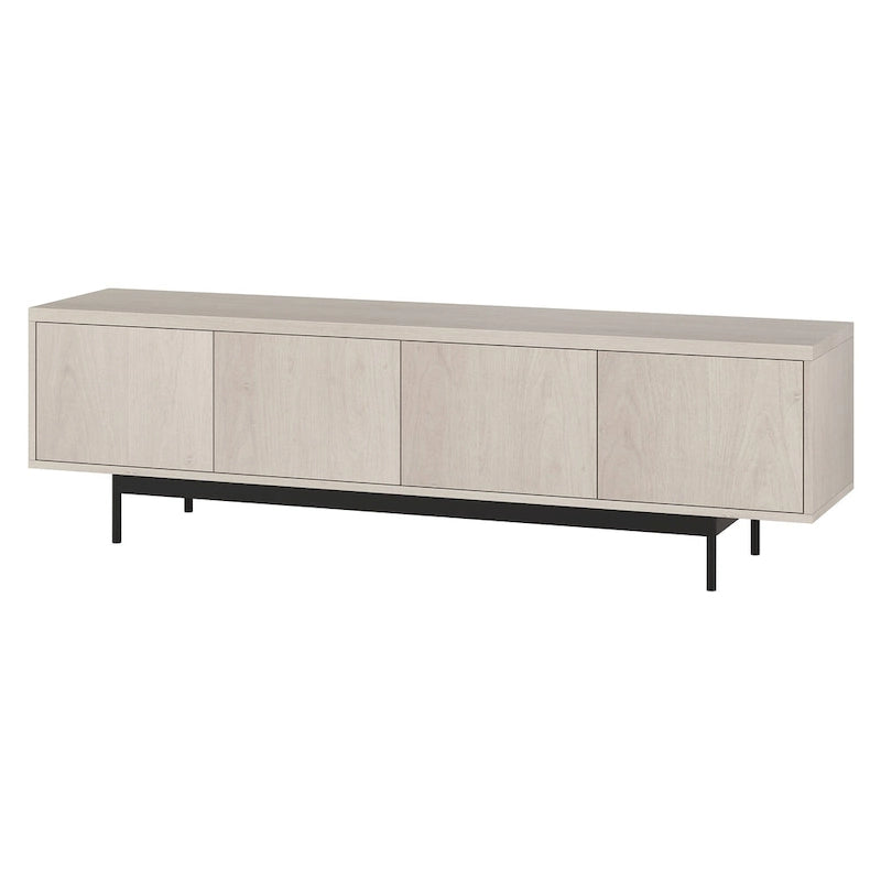 Mobile TV rettangolare nero venato / bianco / bianco ontano per TV fino a 75" – larghezza 69,5"