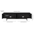 Mobile TV rettangolare nero venato / bianco / bianco ontano per TV fino a 75" – larghezza 69,5"