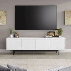 Mobile TV rettangolare nero venato / bianco / bianco ontano per TV fino a 75" – larghezza 69,5"