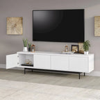 Mobile TV rettangolare nero venato / bianco / bianco ontano per TV fino a 75" – larghezza 69,5"