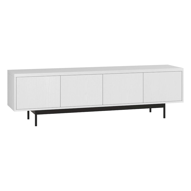 Mobile TV rettangolare nero venato / bianco / bianco ontano per TV fino a 75" – larghezza 69,5"