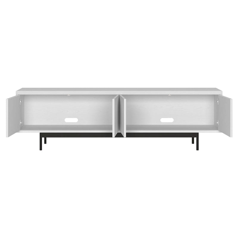 Mobile TV rettangolare nero venato / bianco / bianco ontano per TV fino a 75" – larghezza 69,5"