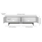 Mobile TV rettangolare nero venato / bianco / bianco ontano per TV fino a 75" – larghezza 69,5"