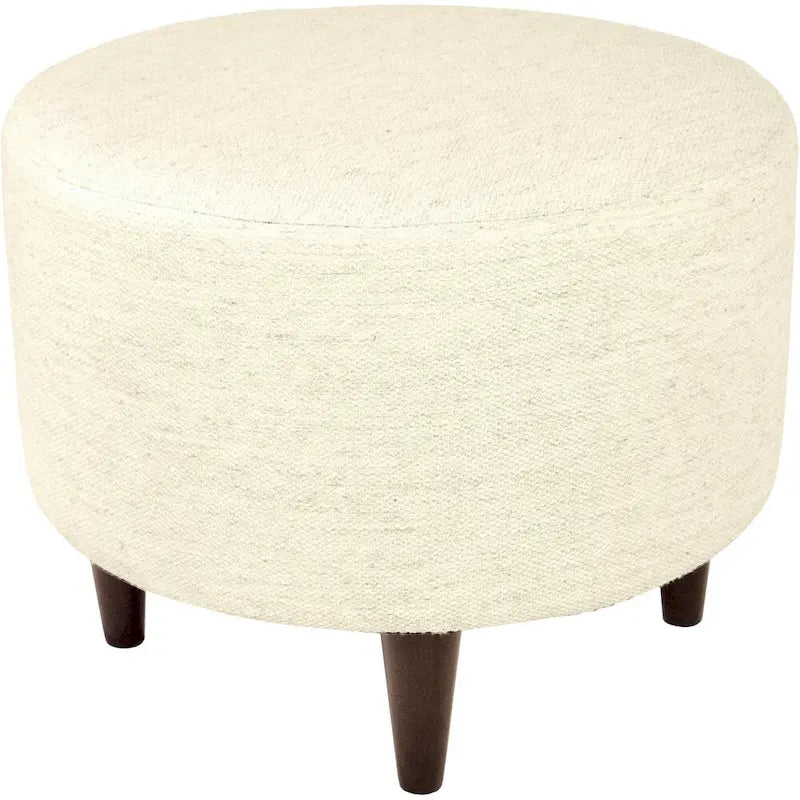 Pouf rotondo avorio/antracite, stile tradizionale, seduta singola