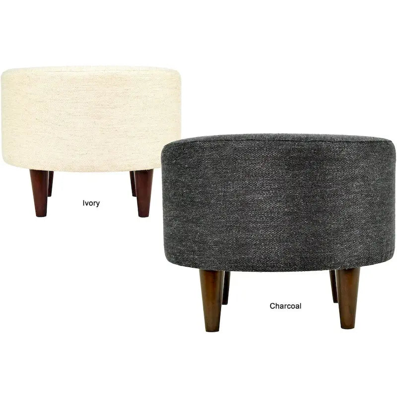 Pouf rotondo avorio/antracite, stile tradizionale, seduta singola