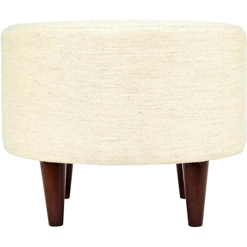 Pouf rotondo avorio/antracite, stile tradizionale, seduta singola