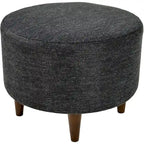 Pouf rotondo avorio/antracite, stile tradizionale, seduta singola