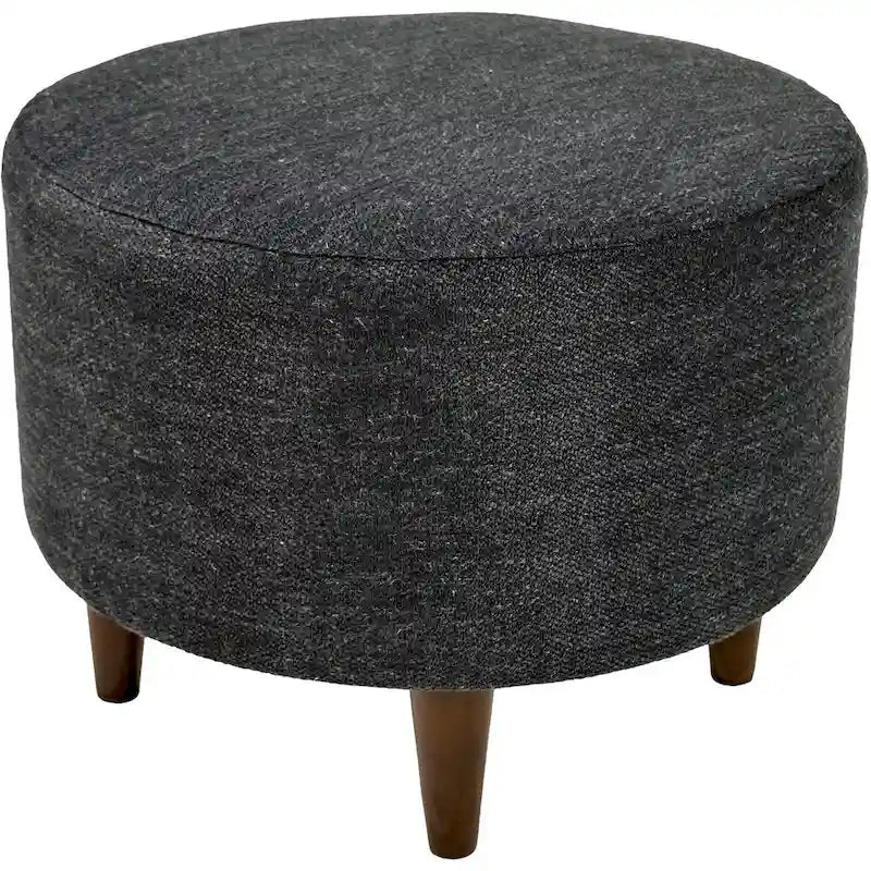 Pouf rotondo avorio/antracite, stile tradizionale, seduta singola