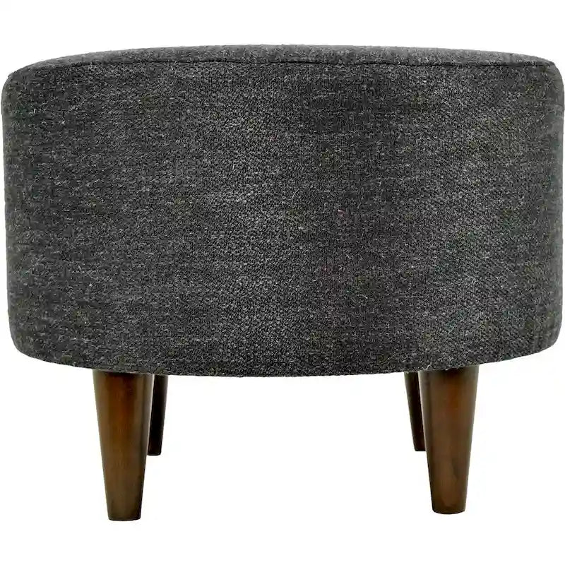 Pouf rotondo avorio/antracite, stile tradizionale, seduta singola