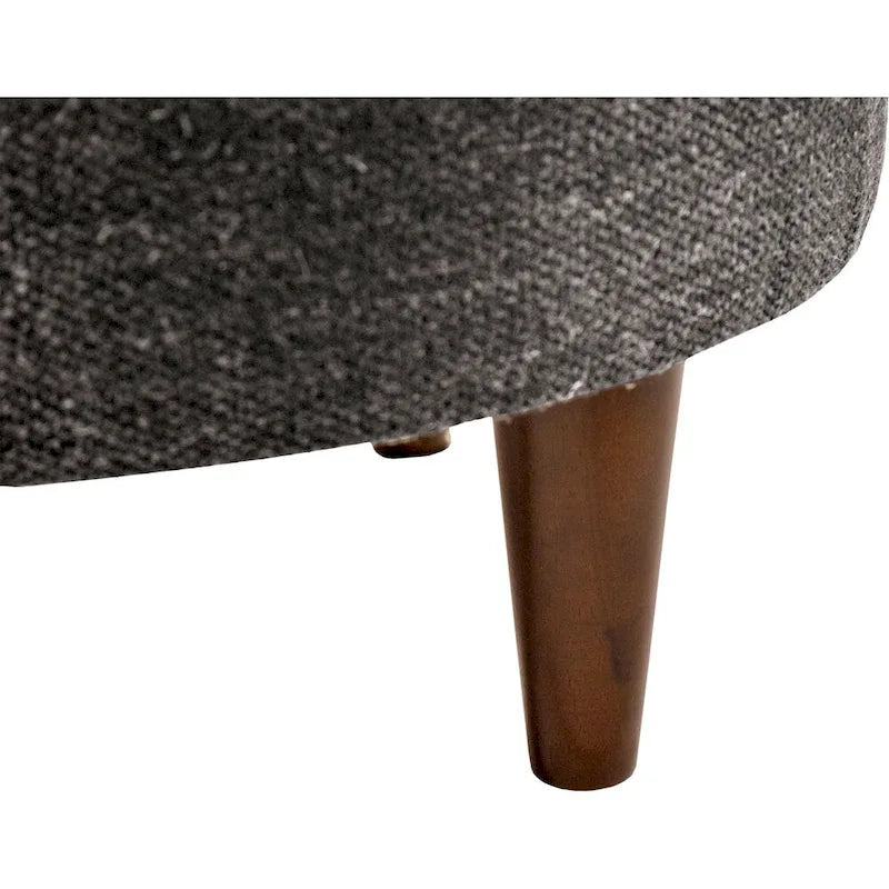 Pouf rotondo avorio/antracite, stile tradizionale, seduta singola