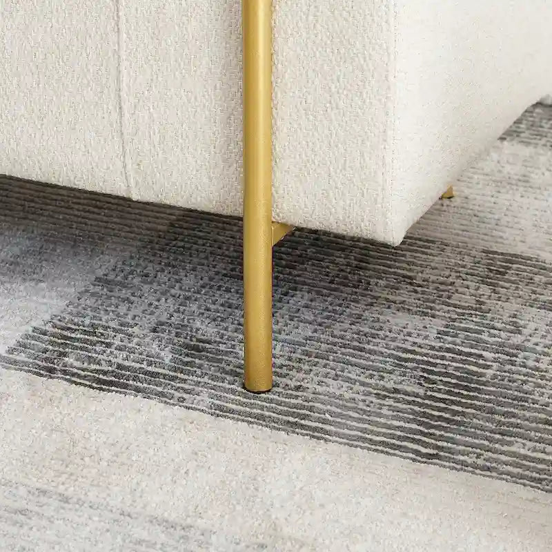 Panca contenitore in velluto beige/verde/bianco con gambe dorate – 1 posto