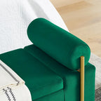 Panca contenitore in velluto beige/verde/bianco con gambe dorate – 1 posto