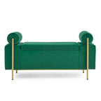 Panca contenitore in velluto beige/verde/bianco con gambe dorate – 1 posto