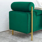 Panca contenitore in velluto beige/verde/bianco con gambe dorate – 1 posto