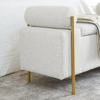 Panca contenitore in velluto beige/verde/bianco con gambe dorate – 1 posto
